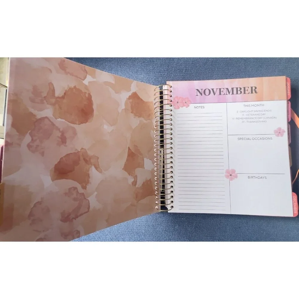 17 Month Planner ZINNIA GARDEN Aug 2025 -Dec 2026 Weekly Planning Note Page Gift
